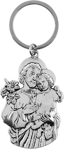 Silver Toned Saint Joseph with Christ Child Key Chain, 3 1/2 Inch in Saudi Arabia