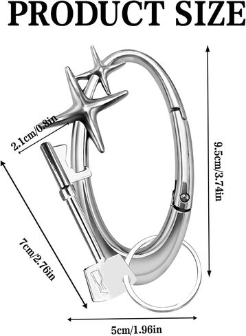Star Carabiner Keychain Bottle Opener Keychain Cool Cute Key Ring Alloy Material Snap Clip Hooks Camping Parties for Car Keys Handbag Backpack Bag Charms Silver in Saudi Arabia