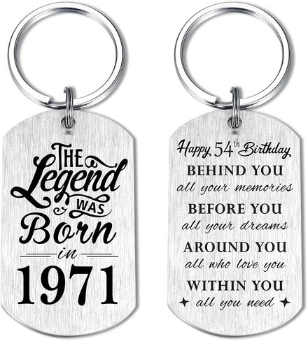 Yobent 54th Birthday Gifts for Men 1971, Happy 54th Birthday Keychain, 54 Year Old Birthday Gifts for Women, The Legend was Born in 1971 in Saudi Arabia