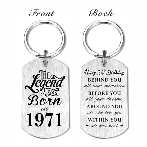 Yobent 54th Birthday Gifts for Men 1971, Happy 54th Birthday Keychain, 54 Year Old Birthday Gifts for Women, The Legend was Born in 1971 in Saudi Arabia