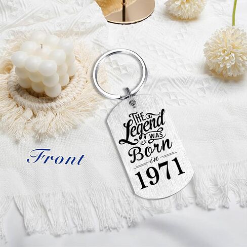 Yobent 54th Birthday Gifts for Men 1971, Happy 54th Birthday Keychain, 54 Year Old Birthday Gifts for Women, The Legend was Born in 1971 in Saudi Arabia