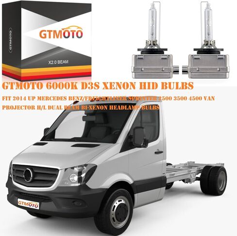 for 2014 2015 2016 2017 2018 Mercedes Benz Sprinter 2500 3500 Headlight with D3S Xenon HID Bulb Only, Van OE 35W Projector Headlamp, 6000K Bright White D3SC1 Bi-xenon Lights, 2 Pack in Saudi Arabia
