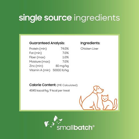 smallbatch Freeze-Dried Liver Treats for Dogs & Cats – Single-Ingredient, Protein-Rich, All-Natural Snacks – 100% Humanely Sourced – No Additives or Preservatives – (3.5 oz, Chicken) in Kuwait