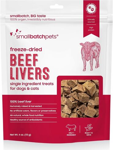 smallbatch Freeze-Dried Liver Treats for Dogs & Cats – Single-Ingredient, Protein-Rich, All-Natural Snacks – 100% Humanely Sourced – No Additives or Preservatives – (3.5 oz, Chicken) in Kuwait