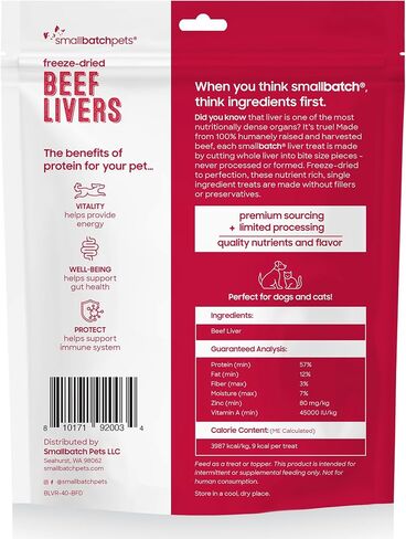 smallbatch Freeze-Dried Liver Treats for Dogs & Cats – Single-Ingredient, Protein-Rich, All-Natural Snacks – 100% Humanely Sourced – No Additives or Preservatives – (3.5 oz, Chicken) in Kuwait