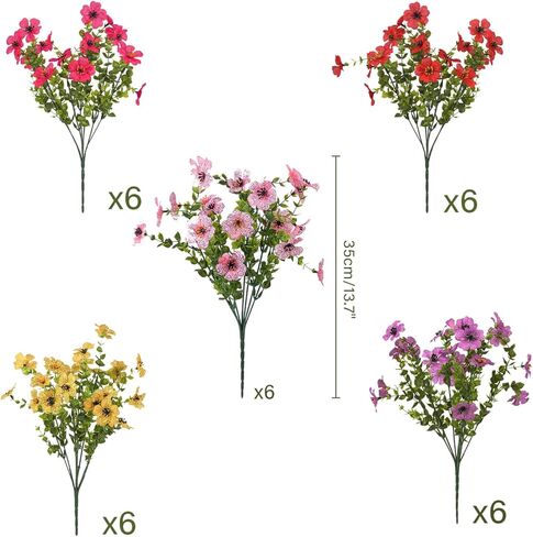 50 حزم الزهور الاصطناعية في الهواء الطلق الربيع UV مقاوم القرد القرد العشب ديزي الزهور لحديقة شرفة نافذة صندوق خارج ديكور (البصل) in Kuwait
