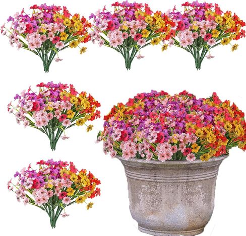 50 Bundles Artificial Flowers Outdoor Spring UV Resistant Fake Monkey Grass Daisy Flowers for Garden Porch Window Box Outside Decor (Onion) in Saudi Arabia