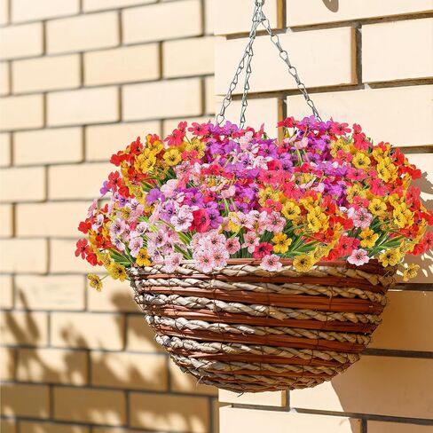 50 Bundles Artificial Flowers Outdoor Spring UV Resistant Fake Monkey Grass Daisy Flowers for Garden Porch Window Box Outside Decor (Onion) in Saudi Arabia