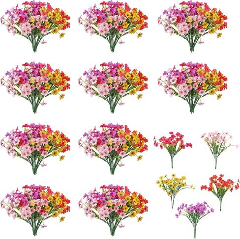 50 Bundles Artificial Flowers Outdoor Spring UV Resistant Fake Monkey Grass Daisy Flowers for Garden Porch Window Box Outside Decor (Onion) in Saudi Arabia