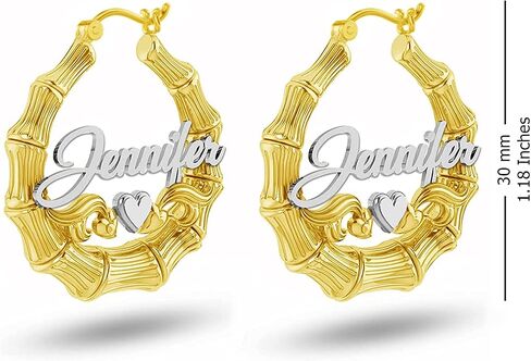 LECALLA 925 Sterling Silver Silver Custom Bamboo Heart أقراط | اثنان من الأطواق الأطواق للسيارات الخيزران للنساء 30،40،50 مم in Kuwait
