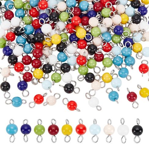 UNICRAFTALE 80Pcs 8 Colors Stone Connectors Charm Double Loop Gemstone Charms Round Link Connector Charms with Rondelle Stone Bead for Bracelet Earring Jewelry Making in Saudi Arabia