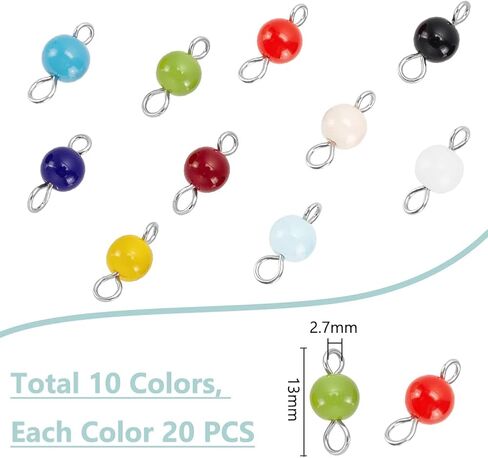 UNICRAFTALE 80Pcs 8 Colors Stone Connectors Charm Double Loop Gemstone Charms Round Link Connector Charms with Rondelle Stone Bead for Bracelet Earring Jewelry Making in Saudi Arabia