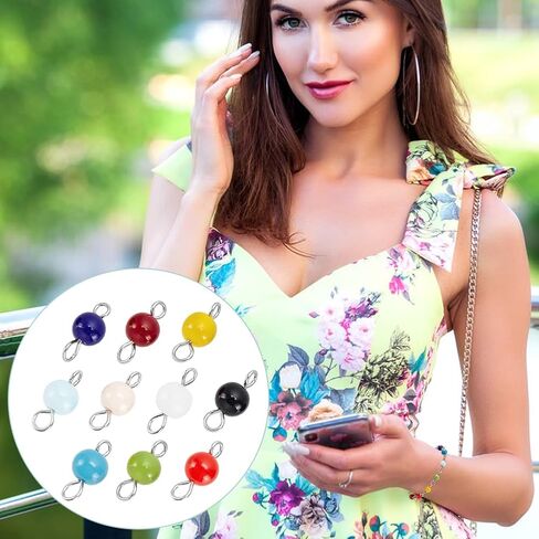 UNICRAFTALE 80Pcs 8 Colors Stone Connectors Charm Double Loop Gemstone Charms Round Link Connector Charms with Rondelle Stone Bead for Bracelet Earring Jewelry Making in Saudi Arabia