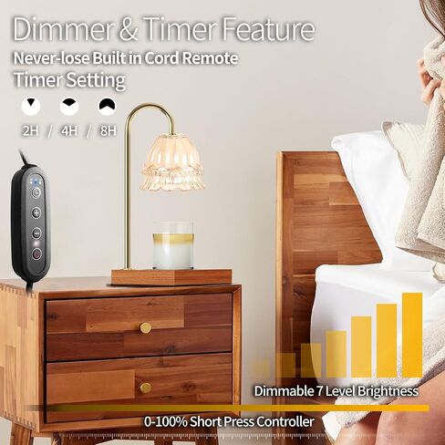 Candle Warmer Lamp, Wax Warmer Lamp Candle Lamp Timer & Dimmer 7-Levels, Compatible Most Jar Candles, Candle Top Melting, Cystal Candle Heater Lamp for Scented Wax, Elegant Home Decoration, Black in Kuwait