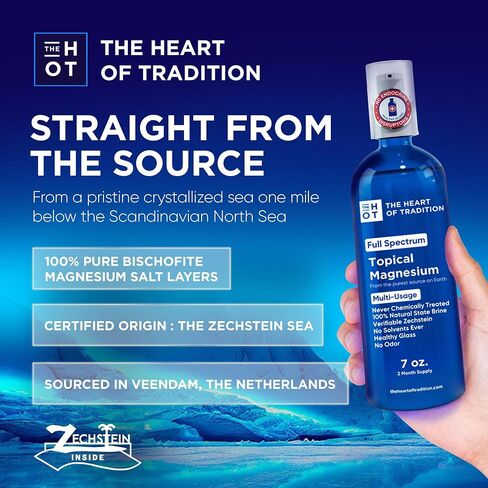 Full Spectrum Transdermal Magnesium Oil - Magnesium Spray in Healthy Glass Certified Zechstein Magnesium Chloride and Trace Minerals (7 fl oz) in Saudi Arabia