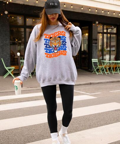 الزيتون يحب التفاح النمور متموجة من النوع الثقيل للنساء والمراهقين الرجعية التميمة النمر pullover in Saudi Arabia