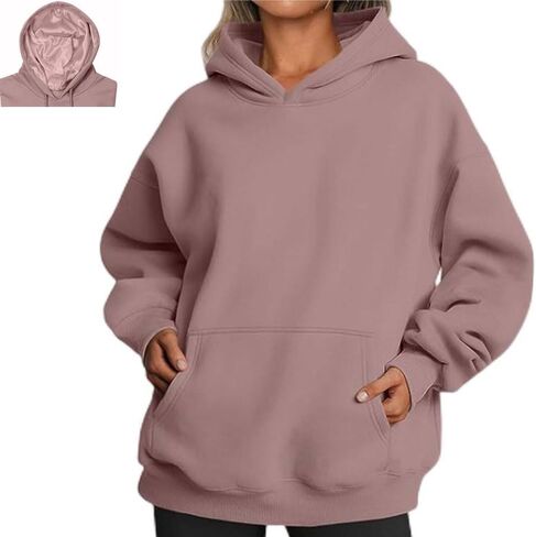 Bocianelli Womens Oversized Hoodies Satin lined Hoodies Oversized Sweatshirt Fall Sweaters Casual Y2K Jacket Clothes in Kuwait