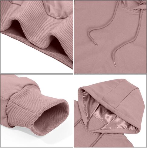Bocianelli Womens Oversized Hoodies Satin lined Hoodies Oversized Sweatshirt Fall Sweaters Casual Y2K Jacket Clothes in Kuwait