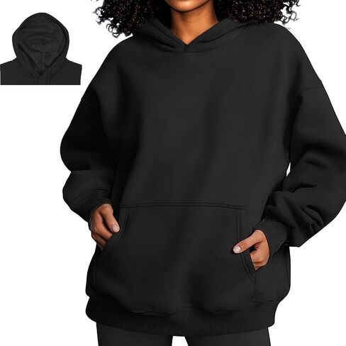 Bocianelli Womens Oversized Hoodies Satin lined Hoodies Oversized Sweatshirt Fall Sweaters Casual Y2K Jacket Clothes in Kuwait