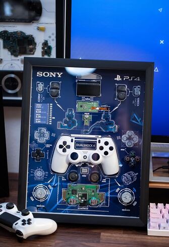 Disassembled So ny PS4 Controller Frame, PS4 Controller DualShock 4 Teardown, Disassembled Wall Art, Wall Decor, DualShock Disassmbly in Saudi Arabia