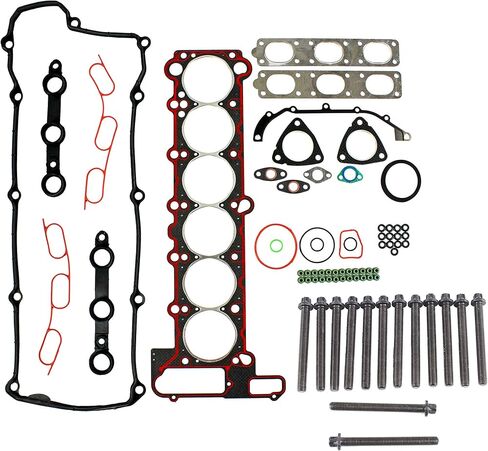 حشية رأس الأسطوانة DNJ HGB854 مع طقم الترباس الرأس لعام 1996-1998 BMW 323I ، 323IS ، 328I 2.5L-2.8L L6 24V DOHC 2494CC in Saudi Arabia