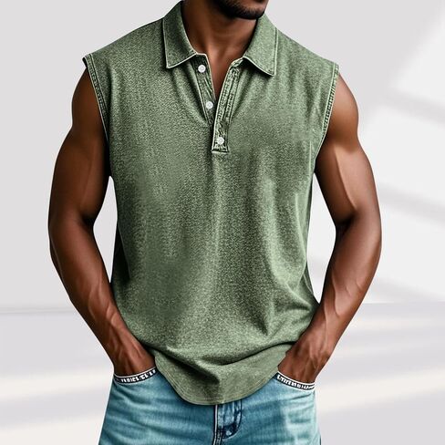Sleeveless Shirts for Men Big and Tall Henley Shirts Vintage Button Down Tank Tops Summer Relaxed Fit Plain Tshirts in Saudi Arabia