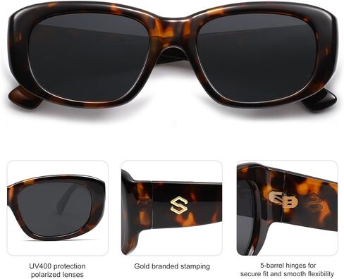Sojos Retro مستطيل كبير مستقطب النظارات الشمسية للنساء الرجال عتيقة الكثافة الكثيفة الإطار 80s 90s ظلال كبيرة SJ2374 in Kuwait