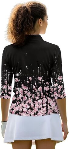 Golf Summer Golf 3/4 Sleeve Shirts for Women Athletic Yoga Tennis Shirt Moisture Wicking Casual Breathable Tops in Kuwait