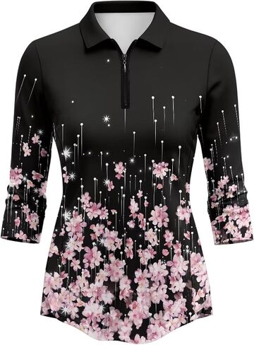 Golf Summer Golf 3/4 Sleeve Shirts for Women Athletic Yoga Tennis Shirt Moisture Wicking Casual Breathable Tops in Kuwait