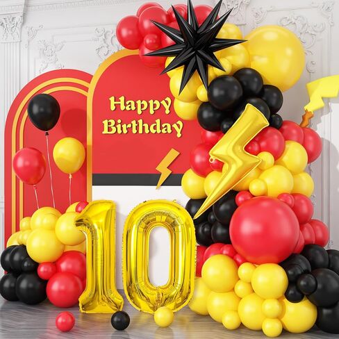 عيد ميلاد السابع من البالونات الصفراء الصفراء الأسود ، موضوع الرسوم المتحركة برقم 7 ، البالونات النجمة مايلار لحفلة عيد الميلاد السابعة in Kuwait