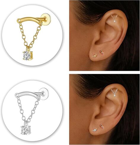 Hidden Helix Earring Dangle Dangle Drop Tassel Chain Earring Copper Hidden Spiral Earrings Floating Helix Jewelry in Saudi Arabia