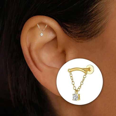Hidden Helix Earring Dangle Dangle Drop Tassel Chain Earring Copper Hidden Spiral Earrings Floating Helix Jewelry in Saudi Arabia