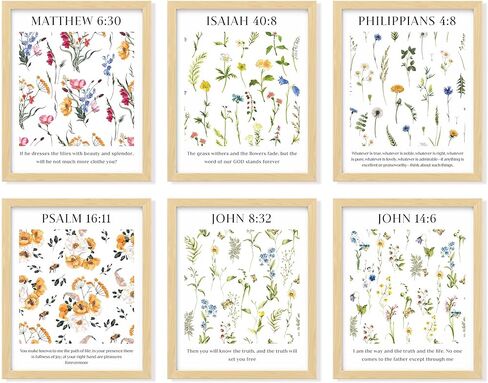 97 Decor Floral Christian Wall Art Prints - Floral Bible Verse Poster, Flower Scripture Art Wall Decor, Minimalist Christian Pictures Bible Verses Wall Decor for Home Bedroom (8x10 Unframed) in Saudi Arabia