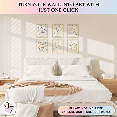 97 Decor Floral Christian Wall Art Prints - Floral Bible Verse Poster, Flower Scripture Art Wall Decor, Minimalist Christian Pictures Bible Verses Wall Decor for Home Bedroom (8x10 Unframed) in Saudi Arabia