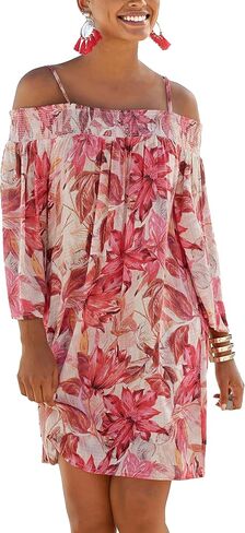 LASCANA Women's Off The Shoulder Patterned Floral Beach Dress in Saudi Arabia