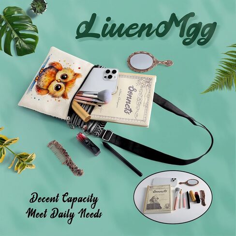 Lovely Owl Messenger Bag Small Ethnic Pattern Printed Adjustable Strap Crossbody Zipper Bag Lovely Owl Phone Bag Wallet Cute Shoulder Handbag for Women in Kuwait