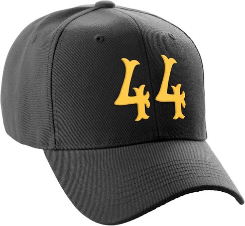 Daxton Structured Baseball Hat Cap Curved Visor Vintage Gold Custom Number in Kuwait