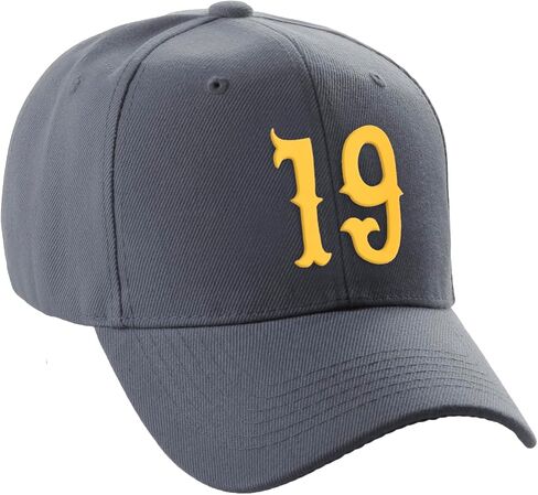 Daxton Structured Baseball Hat Cap Curved Visor Vintage Gold Custom Number in Kuwait