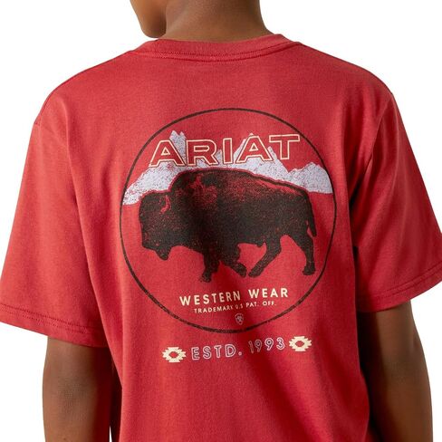 ARIAT BOY'S BRICK RED PATRIOT BUFFALO COIN TEE Shirt in Saudi Arabia