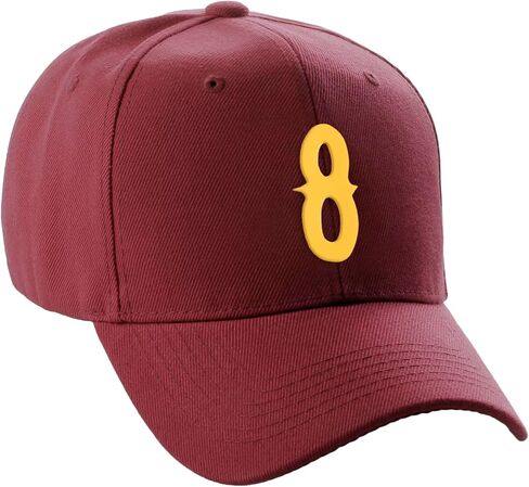 Daxton Structured Baseball Hat Cap Curved Visor Vintage Gold Custom Number in Kuwait