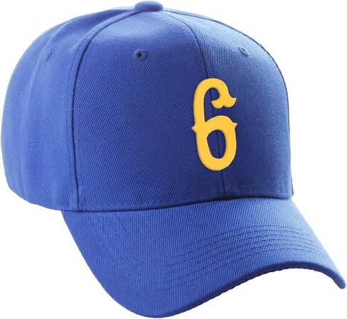 Daxton Structured Baseball Hat Cap Curved Visor Vintage Gold Custom Number in Kuwait