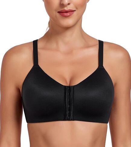 Lemorosy Women's Front Closure Bra Comfortable Wireless Lightly Lined Plus Size Full Coverage Racerback Brassiere in Saudi Arabia