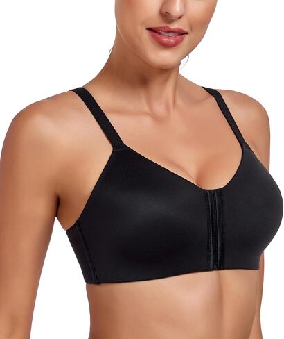 Lemorosy Women's Front Closure Bra Comfortable Wireless Lightly Lined Plus Size Full Coverage Racerback Brassiere in Saudi Arabia