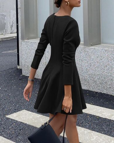 BTFBM Long Sleeve Dress for Women Fall 2025 High Waist Flowy Pleated A Line Party Wedding Guest Dresses Business Casual in Kuwait