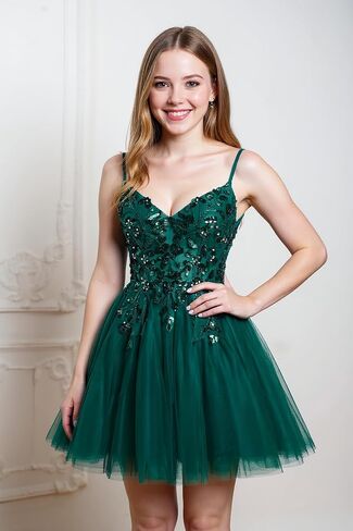 Sparkly Sequin Tulle Homecoming Dresses for Teens Spaghetti Straps Glitter DAMA Dress for Quinceanera Short Prom Gown in Kuwait