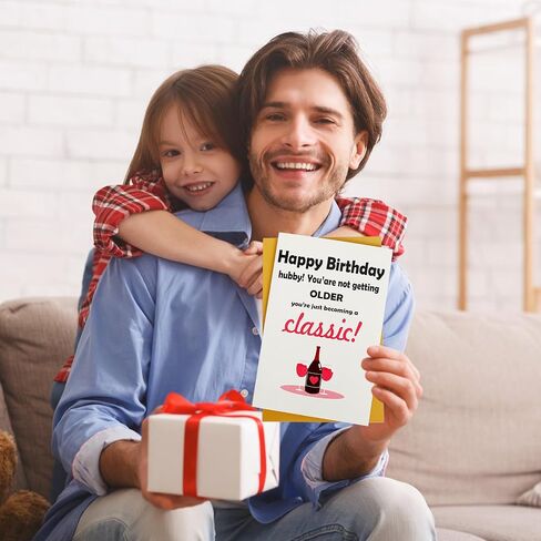 بطاقة عيد ميلاد سعيدة مضحكة للزوج - ديكورات عيد ميلاد للرجال هدية من زوجة صديقها للزوج ، وبين (وسيم) in Kuwait