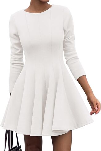 BTFBM Long Sleeve Dress for Women Fall 2025 High Waist Flowy Pleated A Line Party Wedding Guest Dresses Business Casual in Kuwait