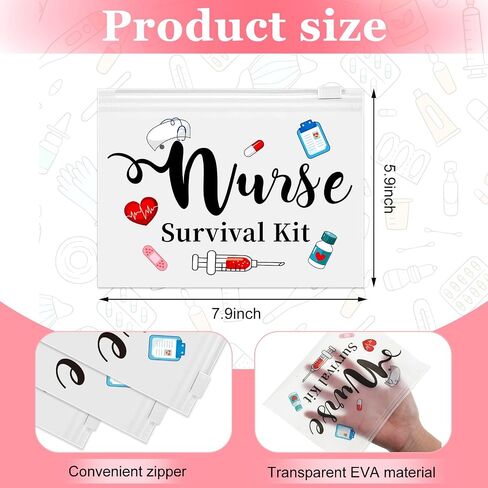 Oudain 60 PCS ممرضة البقاء على قيد الحياة أكياس مكياج التمريض أكياس متعددة الأغراض التجميلية للأمازات للبنات لوازم السفر ، 7.87 × 5.91 بوصة (أبيض) in Saudi Arabia