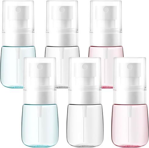 6 Pack 1oz 30ml Travel Spray Bottles TSA Approved - Leakproof Plastic Fine Mist Sprayers for Toiletries, Skincare & Plants, Portable Mini Sprayer Set with Secure Caps & Assorted Colors in Saudi Arabia
