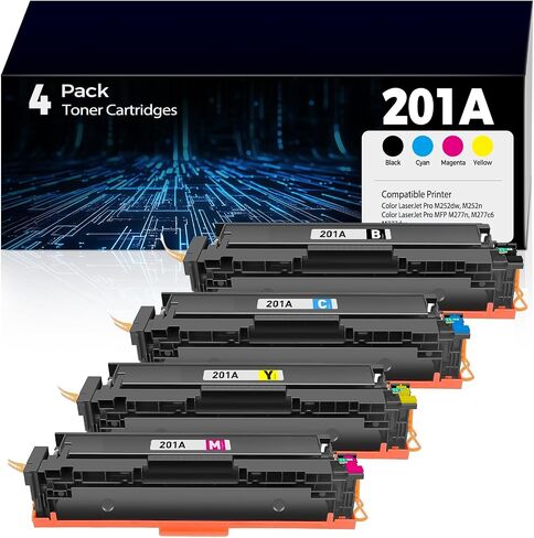201A Toner Cartridges Compatible for HP 201A 201X HP201A for Color Laser Jet Pro MFP M277dw M252dw Toner, Work with Color Laser Jet Pro MFP M277c6 M277n M252n, Black Cyan Magenta Yellow 4 Pack in Saudi Arabia